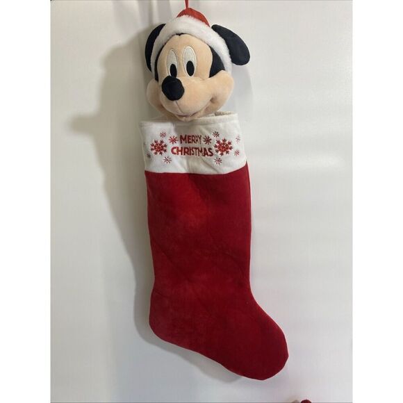 Gemmy Disney Mickey & Minnie Mouse Soft Plush Head Christmas Stockings Set NWOT - Picture 6 of 9